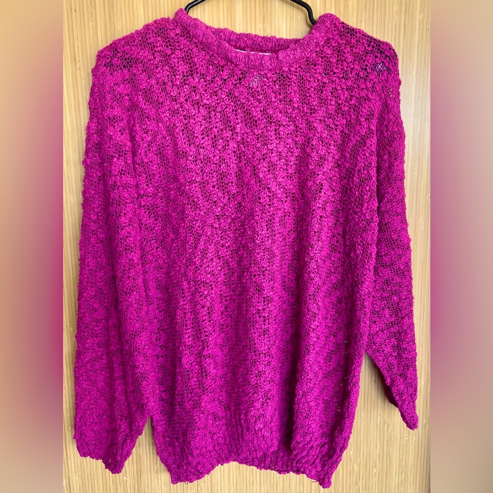 Open weave stretch cotton-ramie sweater